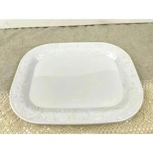 Corning Vineyard Trellis H15 Rectangle Serving Platter 15" x 11.5" White